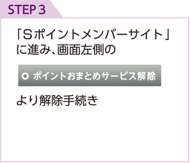 STEP3 「Sポイントメンバーサイト」に進み、画面左側の「ポイントおまとめサービス解除」より解除手続き