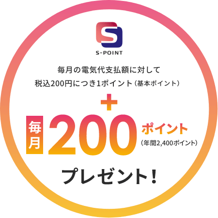 基本ポイントに加え毎月+200ポイントプレゼント！