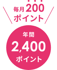 毎月200ポイント　年間2,400ポイント