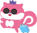 サングラスをかけてキャリーバッグを引いているペルルのイラスト